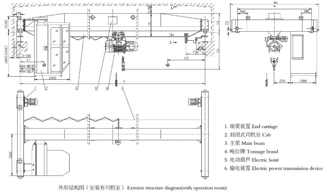 LDA型電動單梁橋式起重機結(jié)構(gòu)圖